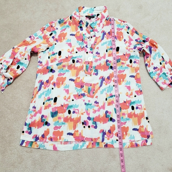John Mark Women's Colorful Abstract Tunic Blouse 3/4 Sleeve Size Medium - Picture 10 of 13